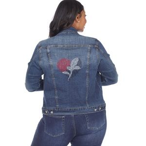 Denim Jacket, 3X runs small, White Mark, NWT embellished